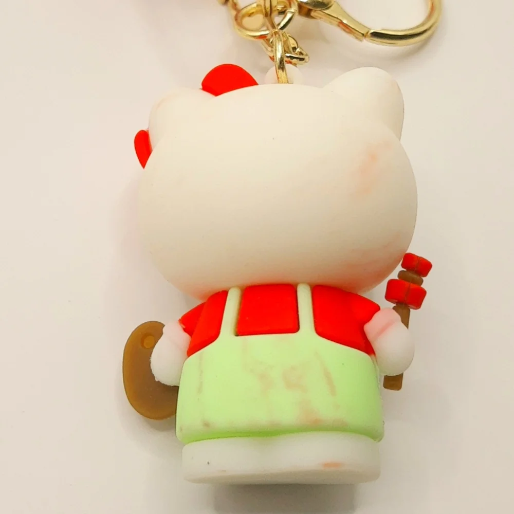 Kawaii Hello Kitty 3D Keychain Bag Charm PendantKeyring Lanyard Car Jewelry 3Pcs